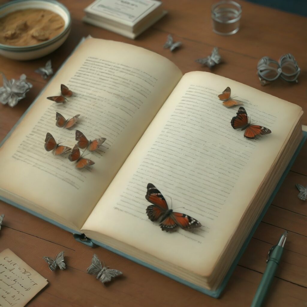 本に止まる蝶